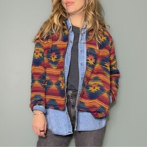 Vintage Aztec Southwest Textured Shirt Jacket Shacket